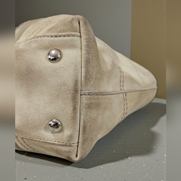 Coach Beige Tote with Fur Trim - Picture 10 of 13